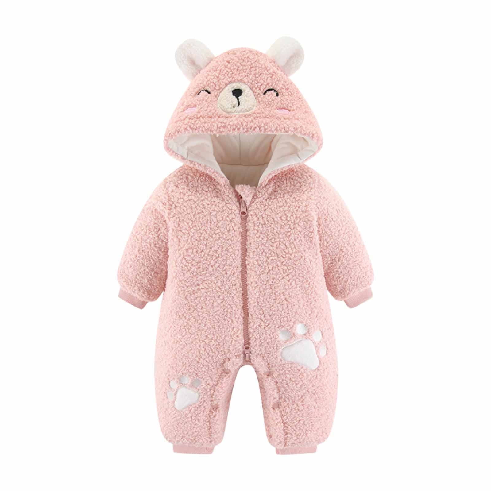 jovati Toddler Winter Clothes Autumn Winter Infant Toddler Baby Long Sleeve Animal Ear Hooded Romper Zipper Jumpsuit