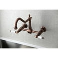 thumbnail image 2 of Kingston Brass KS124PLAC Heritage Two-Handle Wall Mount Bridge Kitchen Faucet, Antique Copper, 2 of 5