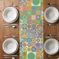 thumbnail image 4 of Table Runner 36 Inches Long for Kitchen Dining, Colorful Ethnic Dresser Scarf Farmhouse, Dining Table Decorations for Wedding/Parties, Modern Abstract National Geometric Green 13 x 36 In, 4 of 8