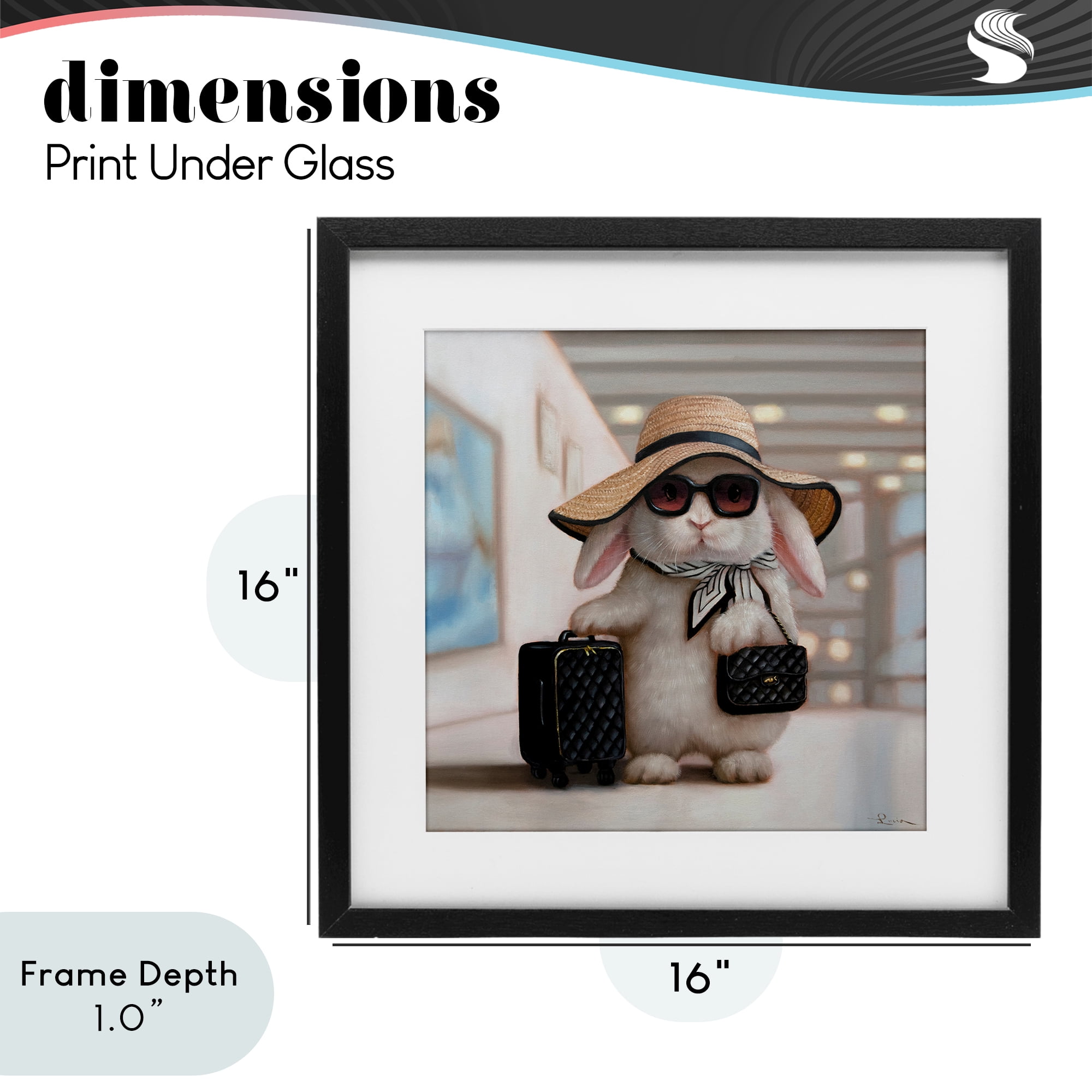 Stupell Industries Bun Voyage Traveling Rabbit Black Framed Print Under Glass, design by Lucia Heffernan