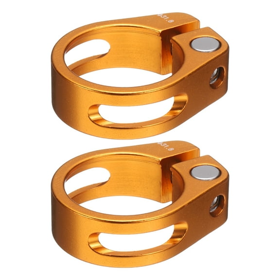 Uxcell 2pcs Bike Seat Post Clamp 31.8mm Bicycle Locking Ring with M4 Hex Screw, Gold