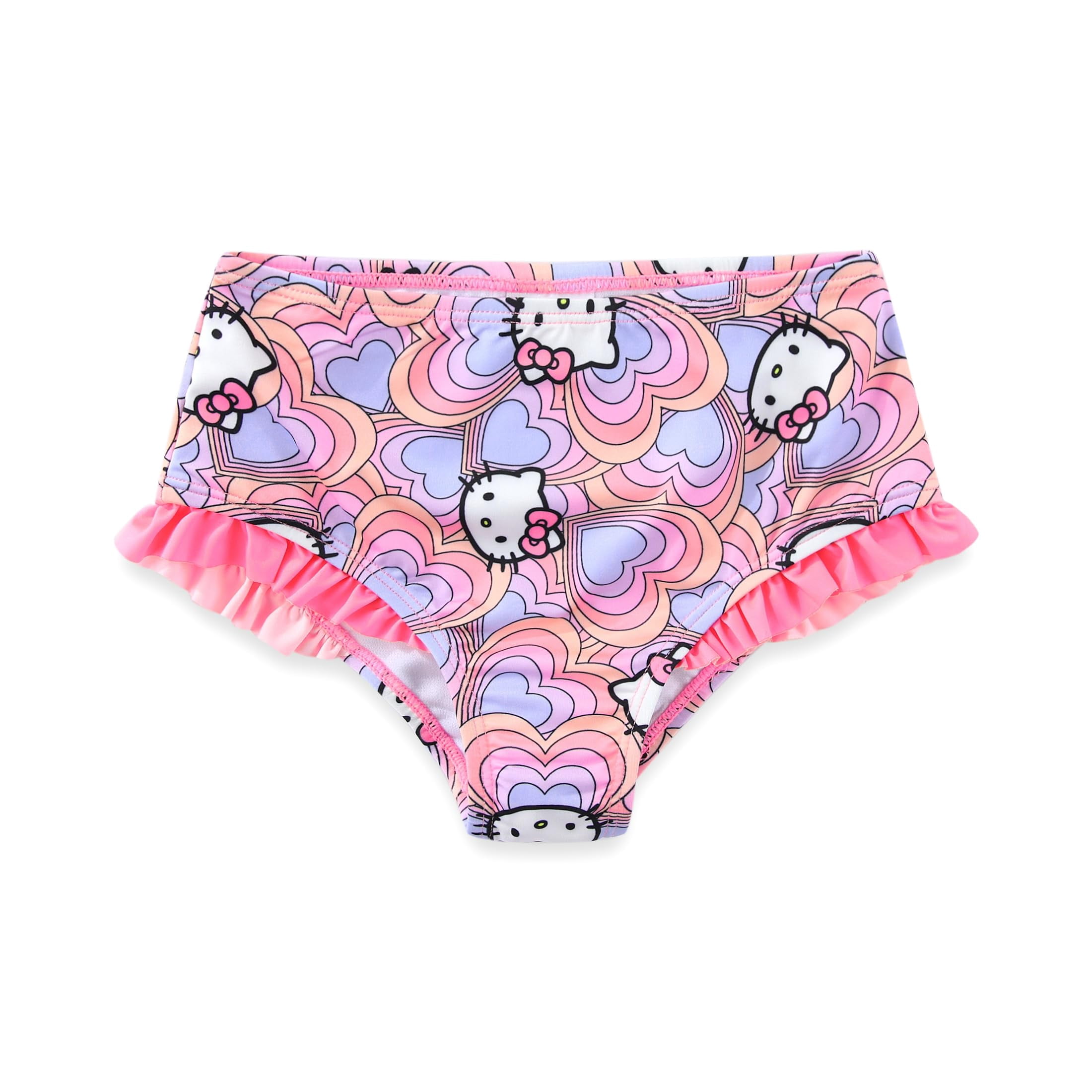 Hello Kitty Sanrio UPF 50+ Bathing Suit Tankini and Bikini Bottom Swimsuit Set (Girls), Sizes 4-6X