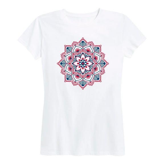 Instant Message - Red White Blue Mandala - Women's Short Sleeve Graphic T-Shirt