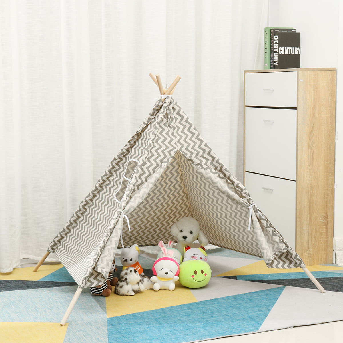 Details about   Kids Teepee Indoor Play Tent Cotton Canvas Children Indian Tipi Playhouse 