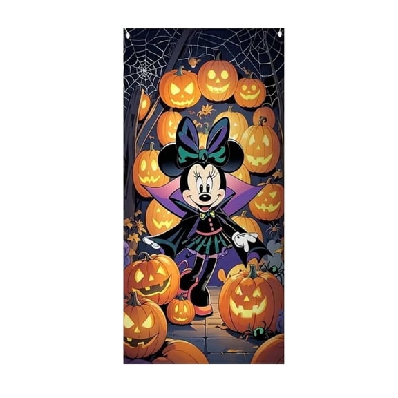 Halloween pumpkin ghost door cover decoration, 35*79 inch door curtain door cover banner photography background suitable for room dormitory indoor and outdoor decoration
