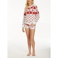 thumbnail image 2 of Franhais Women's Christmas Lounge Set Long Sleeve Crewneck Tops Heart Elk Snowflake Print Shorts Sleepwear Sets, 2 of 9