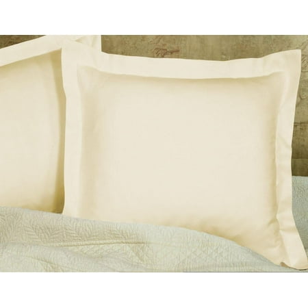 100% Egyptian Cotton Sateen Weave-Luxurious 600 Thread Count Pillow Shams | Set of 2 | Euro Size 26" x 26"(Inches) Ivory Solid.