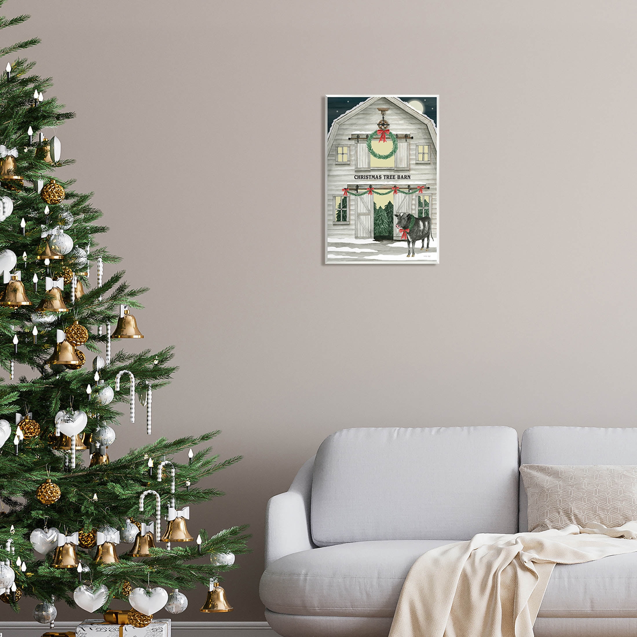 Christmas Tree Barn Rural Countryside Holiday Graphic Art Unframed Art Print Wall Art