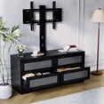 thumbnail image 4 of Rattan TV Stand with Mount, 4-Drawer Farmhouse Media Console for TVs up to 70", for Living Room & Bedroom, Black, 4 of 9