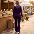 thumbnail image 7 of KDDYLITQ Sets for Women Cute Velvet Long Sleeve Zipper Hoodie Matching Velour Sweatpants Soft Vocation Sweatsuit with Pockets Dark Purple S, 7 of 7