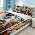 thumbnail image 2 of Erosebridal Cartoon Kitten Zipper Twin Comforter Sets with Fitted Sheet and 2 Pillowcases, Kawaii Floral Zipper Bedding Set, Reversible, Bright Yellow White, Reversible, 2 of 7