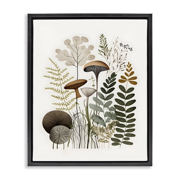 Stupell Industries Mid-Century Earthy Woodland Botanicals Black Floating Frame Canvas Art, 17 x 21, by Petals Prints Design