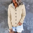 thumbnail image 2 of Lightweight Hoodies for Women, Yigetop Women's Long Sleeved Loose Casual Button Pocket Cardigan Hoodie Sweatshirt Jacket Beige L, 2 of 8