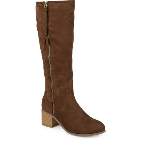 Brinley Co. Womens Faux Suede Mid-calf Stacked Wood Heel Boots ...