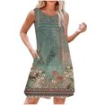thumbnail image 2 of Ovzne Robes d'Été pour Femmes 2025 Robe d'Été Dégradée Imprimée Ample Sans Manches Col Rond Plissée Robe d'Été Imprimée en Solde, 2 of 7