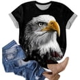 thumbnail image 5 of felwors Women's America 250th Anniversary T-Shirt – Bald Eagle, Statue of Liberty & NYC Skyline on American Flag, Patriotic Tee for 4th of July Events (Black, M), 5 of 7