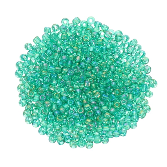 1600Pcs Glass Seed Beads, 4mm 6/0 Loose Mini Beads with Hole, Bulk Craft Spacer for Jewelry Making, Green AB