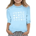 thumbnail image 1 of Hauts et Bas pour Filles et Femmes T-Shirt Décontracté à Manches 3/4 Col Rond Imprimé Saint-Valentin Mode Fonctionnel pour Filles, 1 of 4
