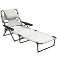 thumbnail image 2 of Outsunny 4-level Reclining Back Outdoor Chaise Lounge Chair, Reading Hole Include Tanning Chair, Cream White, 2 of 9