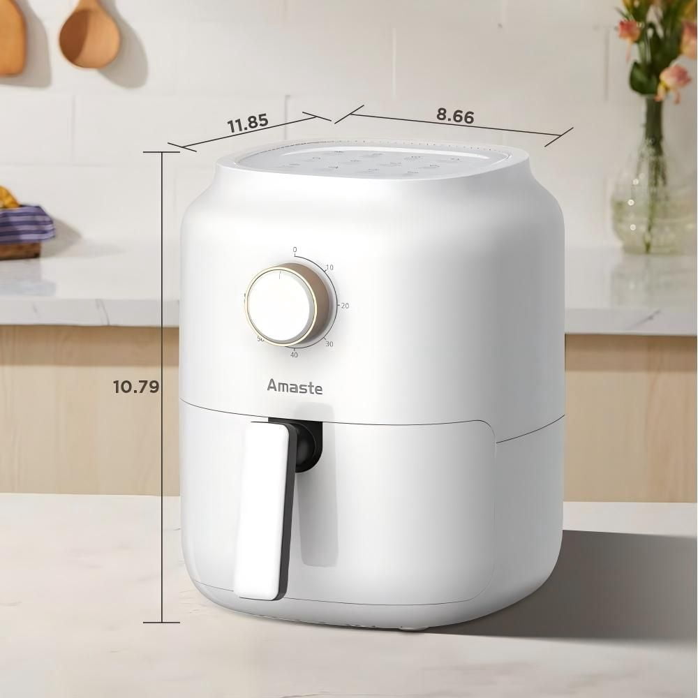 360° Hot Air Circulation Air Fryer, 60-Min Timer, Non-Stick, Auto Shut-Off, Overheat Protection, Cord Storage & Power Memory