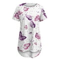 thumbnail image 4 of Moda Mujer Moda Manga corta Cuello redondo Impreso Camiseta larga Blusa Tops sueltos OAVQHLG3B Store  lin121212, 4 of 4