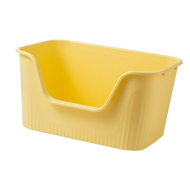 Bandeja de arena para mascotas con parte superior abierta, inodoro antisalpicaduras para gatitos, arenero para gatos, orinal para todos Amarillo
