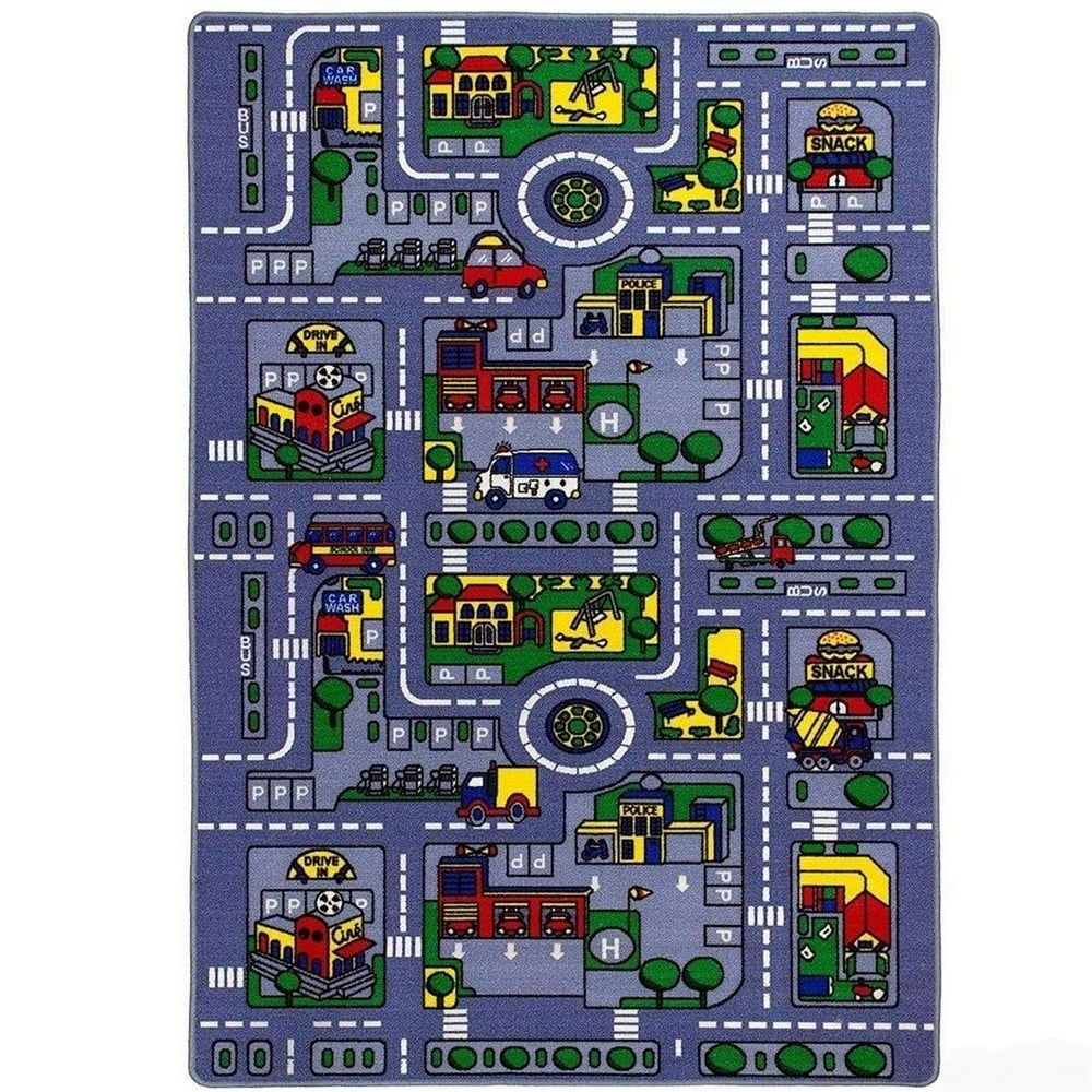Kids Rug City Map 5' X 7' Children Learning Carpet (59" x 82