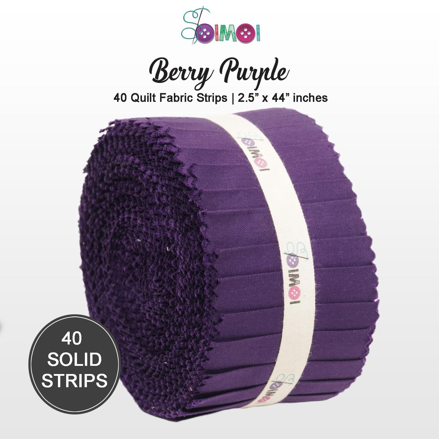 Soimoi Solid Jelly Roll Strips for Quilting, 2.5" Precut Fabric for DIY, 40 Strip Assorted Bundle, Jelly Roll For Scrapbooking, Perfect Quilting Fabric for Sewing, Home Decor- Berry Purple