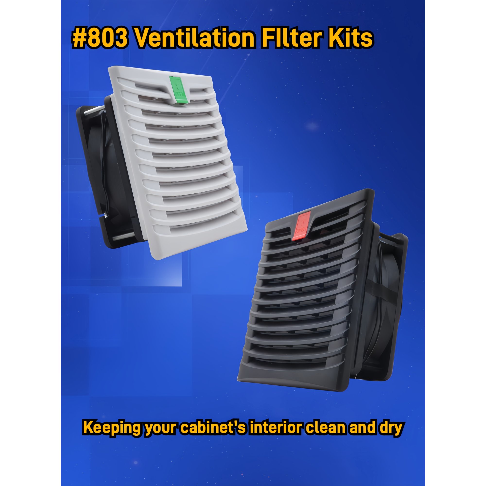 150x150mm Enclosure Ventilator Filter Kit – 120mm Fan, AC 115V/230V, 2-Pin