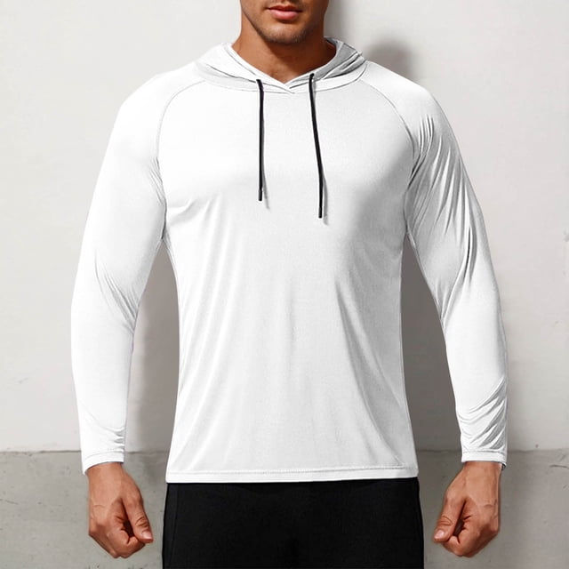 Chemises de Pêche à Manches Longues pour Hommes Protection Solaire UPF 50+ Chandails à Capuchon à Cordon
