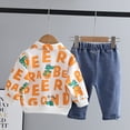 thumbnail image 7 of Esaierr Kids Baby 2PCS Fall Winter Clothes Toddler Casual Alphabet Cartoon Lapel Sweatshirt Top and Pants Trousers Infant 2Pcs Spring Fall Outfits for 5M-5Y, 7 of 7