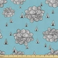 thumbnail image 1 of Abstract Fabric by the Yard, Hand Drawn Cumulus Clouds Pattern with Tent Shapes Abstract Art, Decorative Upholstery Fabric for Chairs & Home Accents, 1 Yard, Sky Blue and Charcoal Grey by Ambesonne, 1 of 4