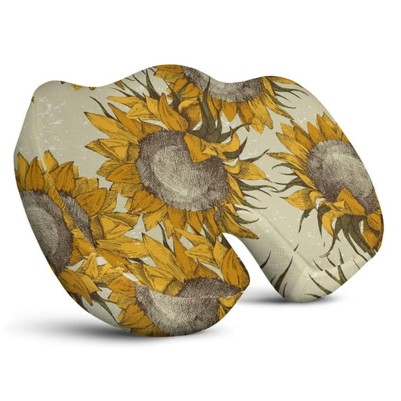 Premium Sunflower Pattern Memory Foam Seat Cushion Ergonomic Chair Pad for Office Chair, Car, Airplane & Bleachers Sciatica, Tailbone Hip & Back Pain Relief - Chair Cushion for Long Office Workers.
