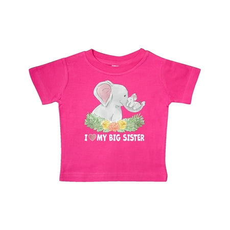 

Inktastic I Love My Big Sister with Elephant Family with Flowers Gift Baby Boy or Baby Girl T-Shirt