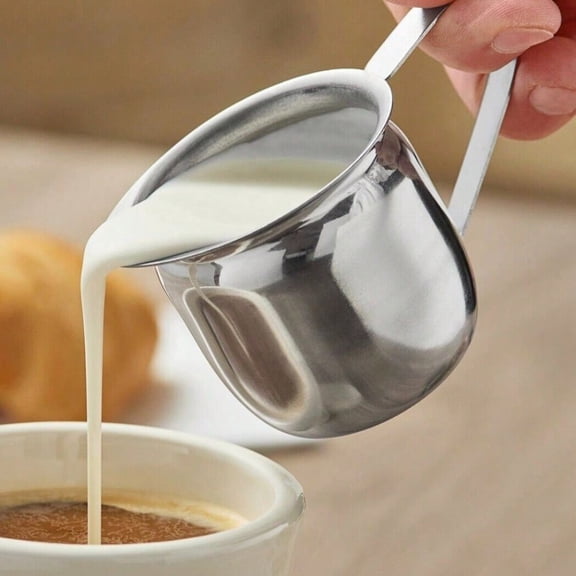 2-piece stainless steel coffee creamer set (5 ounces) 500 ml brownie cup colorless transparent suitable for espresso, cappuccino, latte art, with clear markings inside the cup