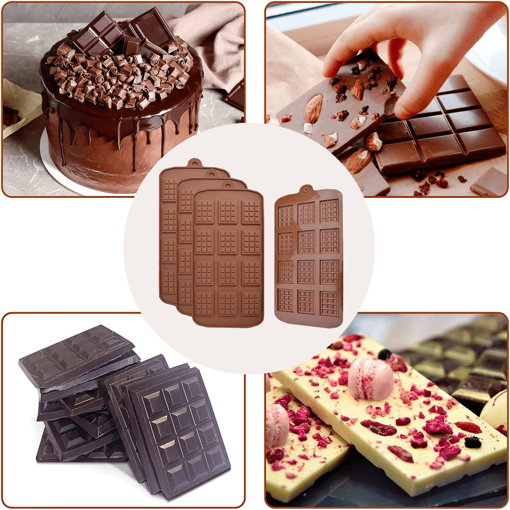  Chocolate Bar Molds Silicone Classic 4 Pack, Snap