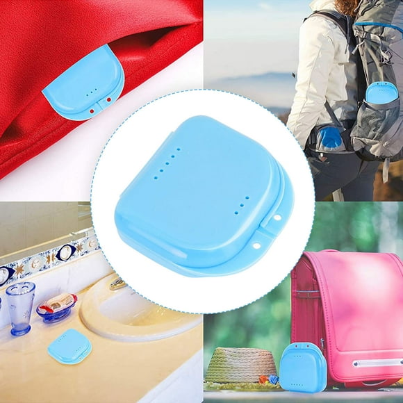 Boreal Craft Retainer With Vent Holes Denture Mouthguard Container Mouthpiece Aligner With Hinged Lid Snaps For Travel Household Organizational Storage Storage Clear for Pantry Organization And