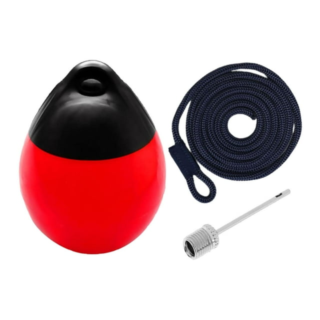 Almencla Quai à Balles Rond avec Protection de Broche et Corde Gonflable Bouée d'Amarrage Ancre Rouge avec Corde Noire