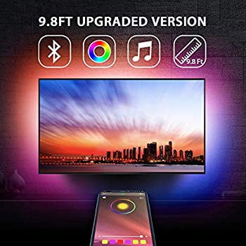 9.8 Feet TV Backlights USB Light Strip Kit APP Control Sync to Music, Bias Lighting, 5050 RGB Waterproof IP65 USB LED Strip Lights Compatible with Android iOS (Best for 44'-65' (Best Quit Smoking App Android)