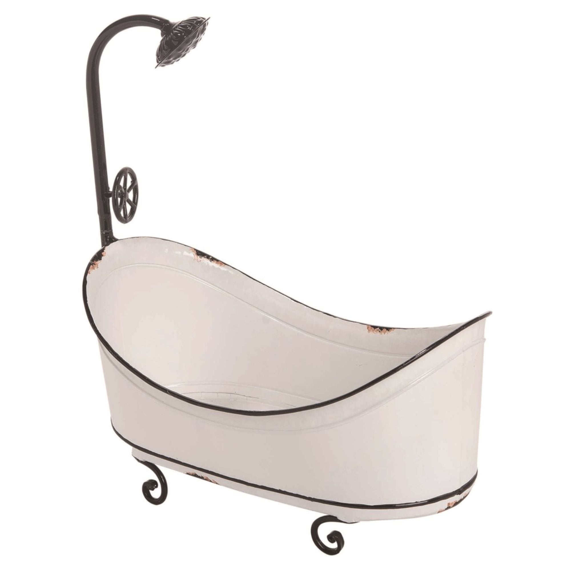 15.75&quot; White and Black Contemporary Easter Enamel Bathtub