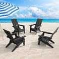 thumbnail image 2 of Sonerlic 2 Peaks Folding Outdoor Patio Adirondack Chair Wide Armrest for Lawn and Beach,Black, 2 of 8