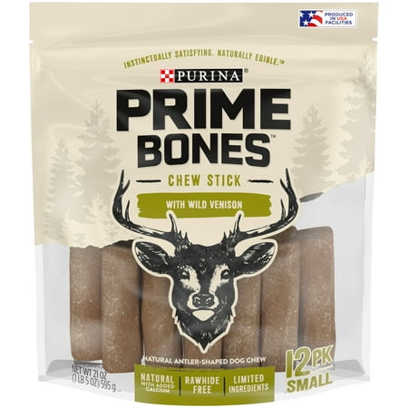 UPC: 0038100185921 | Purina Prime Bones Limited Ingredient Small Dog Treats Chew Stick With Wild Venison 21 oz. Pouch