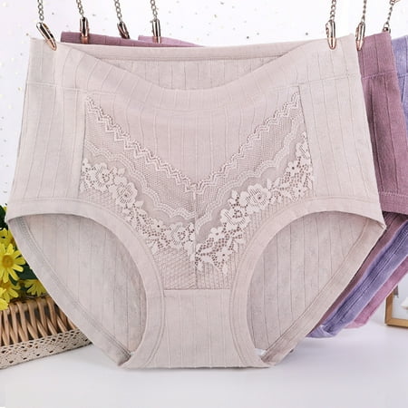 Womens Plus Size Underwear Cotton Lace Soft Panties Ladies Stretch Sexy Briefs Female Seamless Low Rise Briefs Ladies Intimates Xinyi