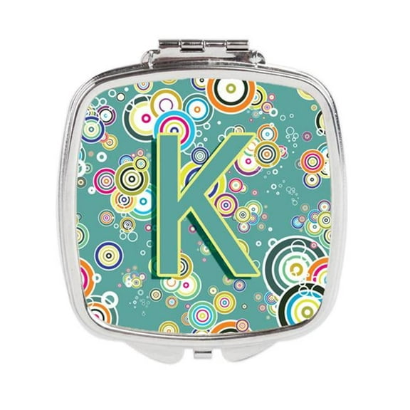 Carolines Treasures Letter K Circle Circle Teal Initial Alphabet Compact Mirror