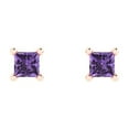 thumbnail image 3 of 0.5 ct Push-Back Stud Earrings for Women | 3.5mm Princess Cut Simulated Alexandrite | 18K Rose Gold, 3 of 5