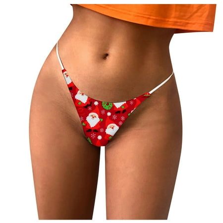 

Qcmgmg Women s Printing Soft Underwear Stretch Panties Low Rise Breathable Thong Sexy G-string S