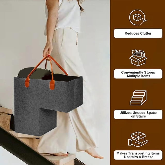 Cesta de escalera Baoblaze Fieltro premium 4 mm gris medio