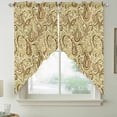 thumbnail image 2 of Beige Brown Green Swag Curtains for Kitchen/Bedroom/Living Room, Retro Botanical Abstract Art Scalloped Curtains 63 Inch Long, Rod Pocket Window Swag Topper Curtains Valances 2 Panels Set 36"x63", 2 of 8