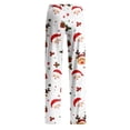 thumbnail image 4 of Christmas Pajama Pants for Women Comfy Christmas Deer Santa Claus Print Pjs Pants Soft Casual Sleep Lounge Pants Elastic Waist Pj Bottoms Hot Pink,M, 4 of 5