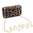 thumbnail image 2 of Elegant Leopard PU Leather Crystal Bow Top Hard Clutch, 2 of 5